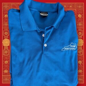 Mens Nike Team Kentucky Blue Polo Shirt XL Golf Spring Summer SS Polyester Airy